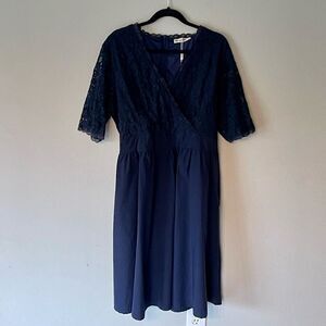 NWT! Women’s, Nemidor, Dark Blue, Lace Knee-Length Dress. Size 22.